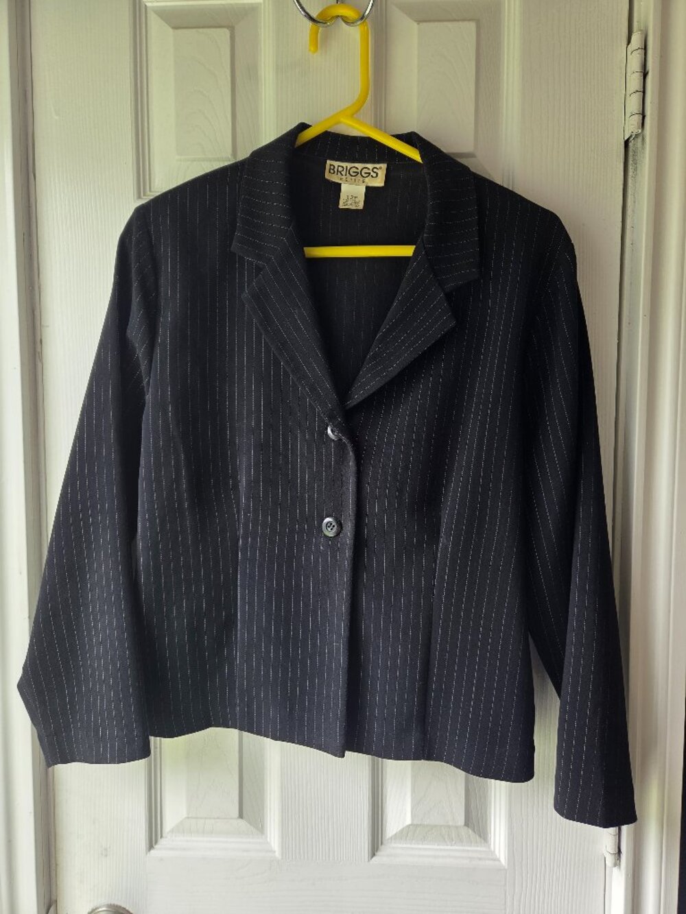 Briggs Petite Black Pinstrip Crop Jacket Women's Size 12 P